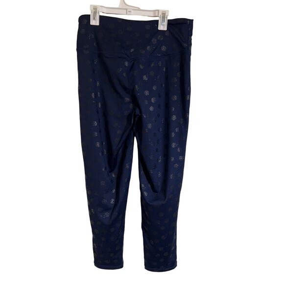 Navy Floral Legging Size Large High Rise Cross Band Legging NWT Jenni - Picture 2 of 5